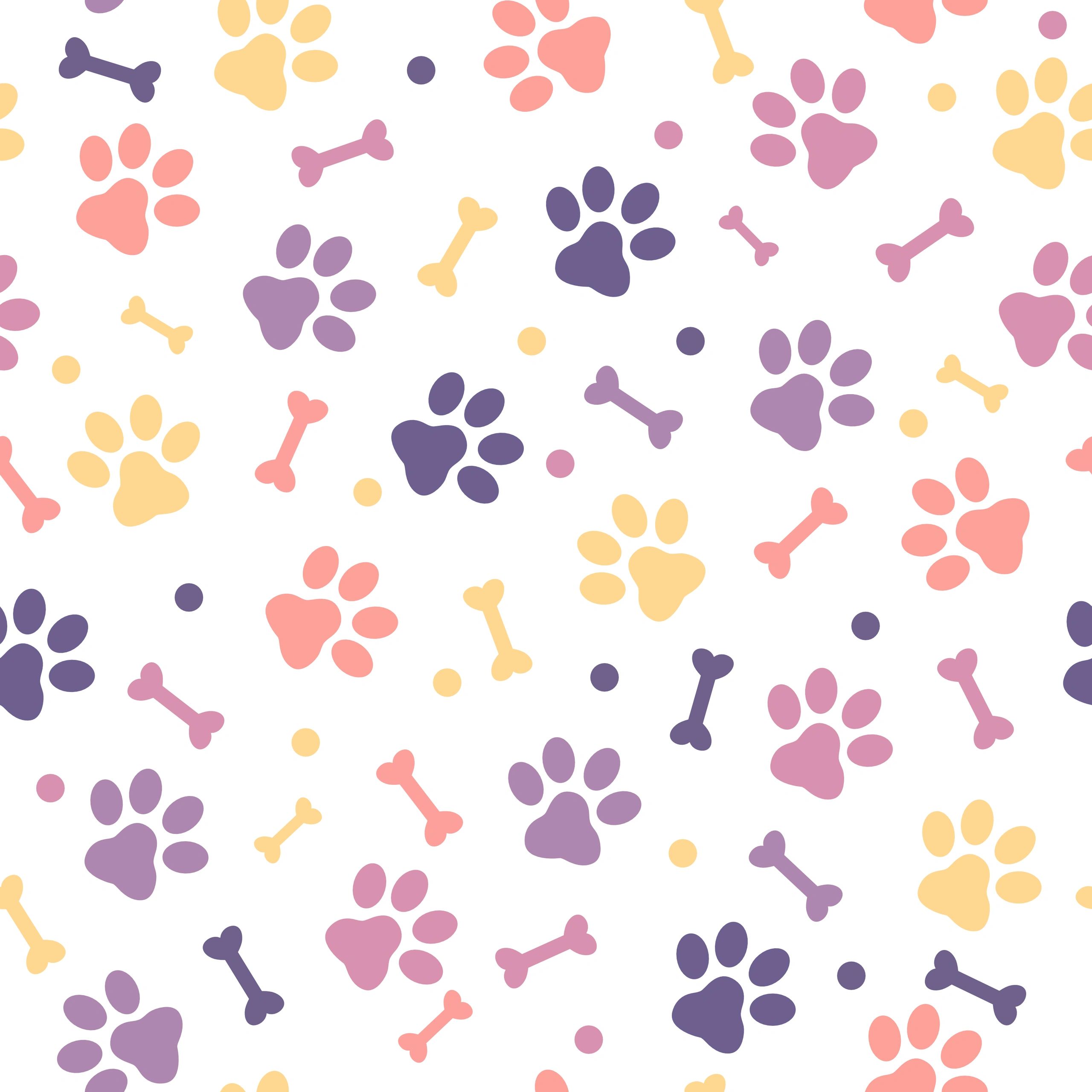 Colorful paw print seamless pattern