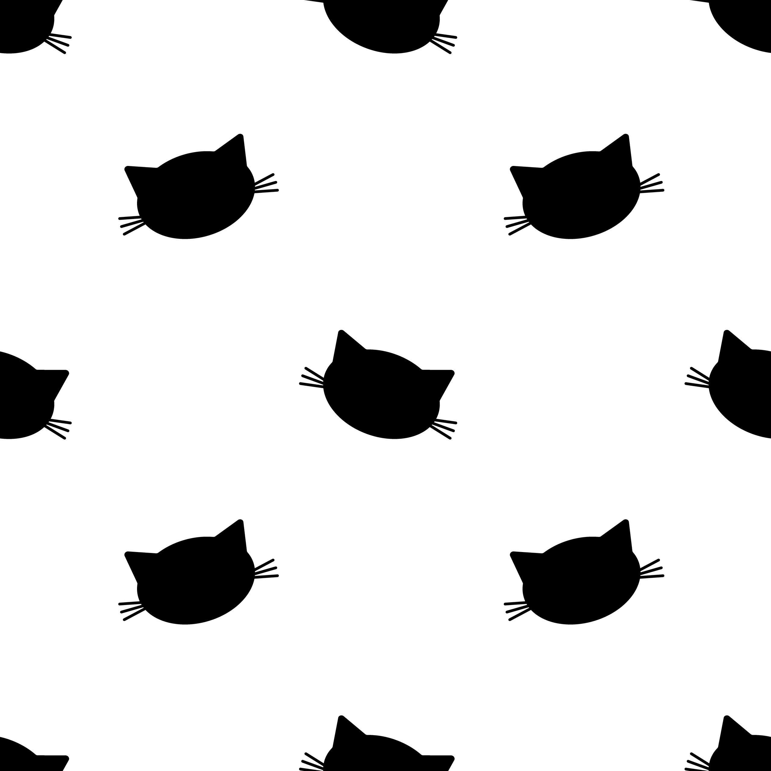 Cat face silhouette seamless pattern