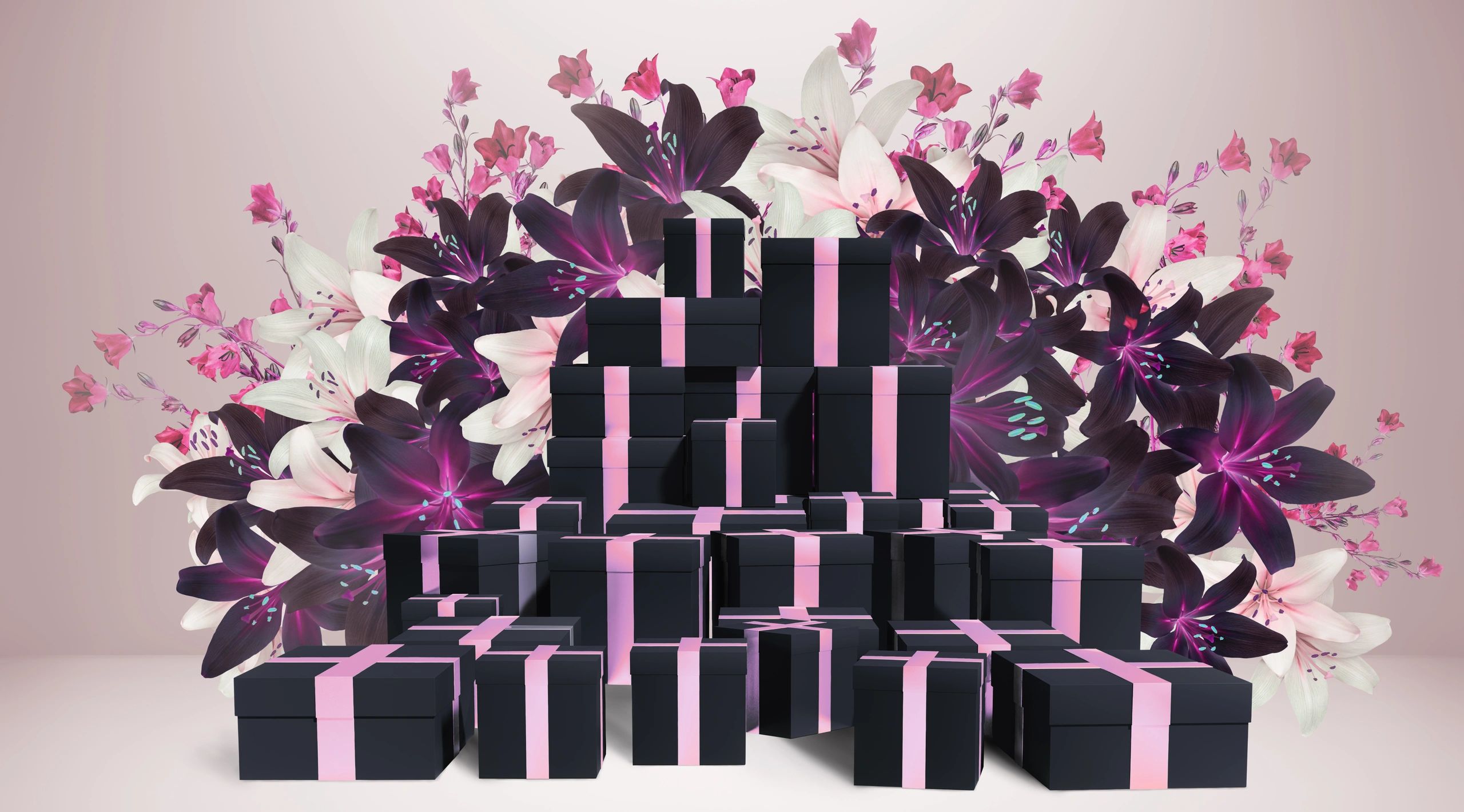 Gift boxes with flowers for holiday inspiration