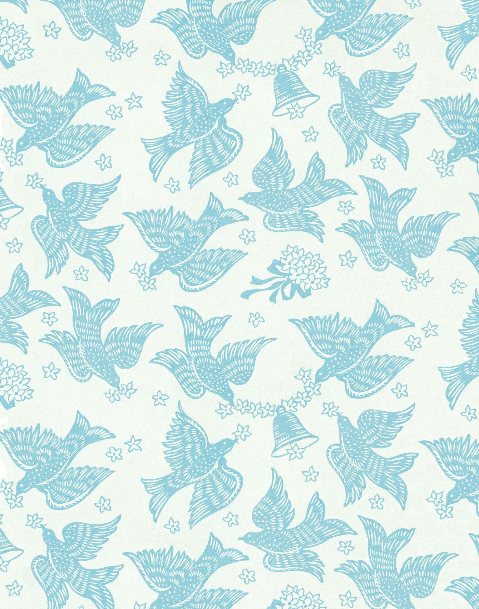Bird flowers and bell pattern