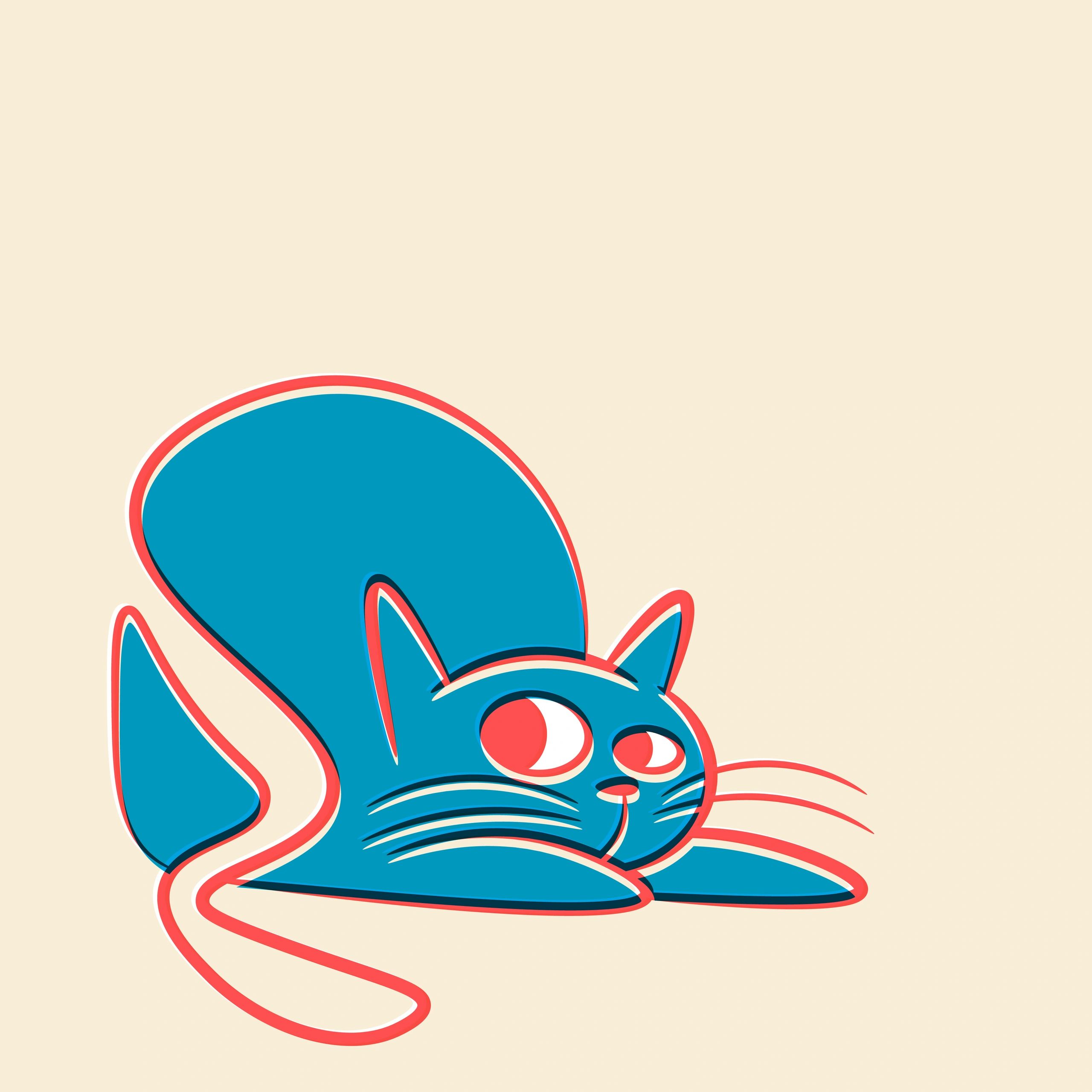 Cute cat risography illustration