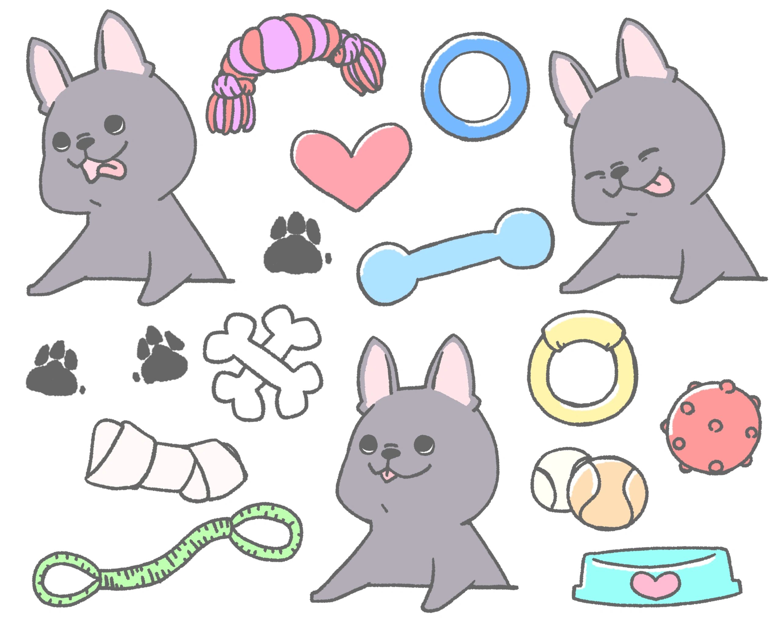 French bulldog graphic illustration