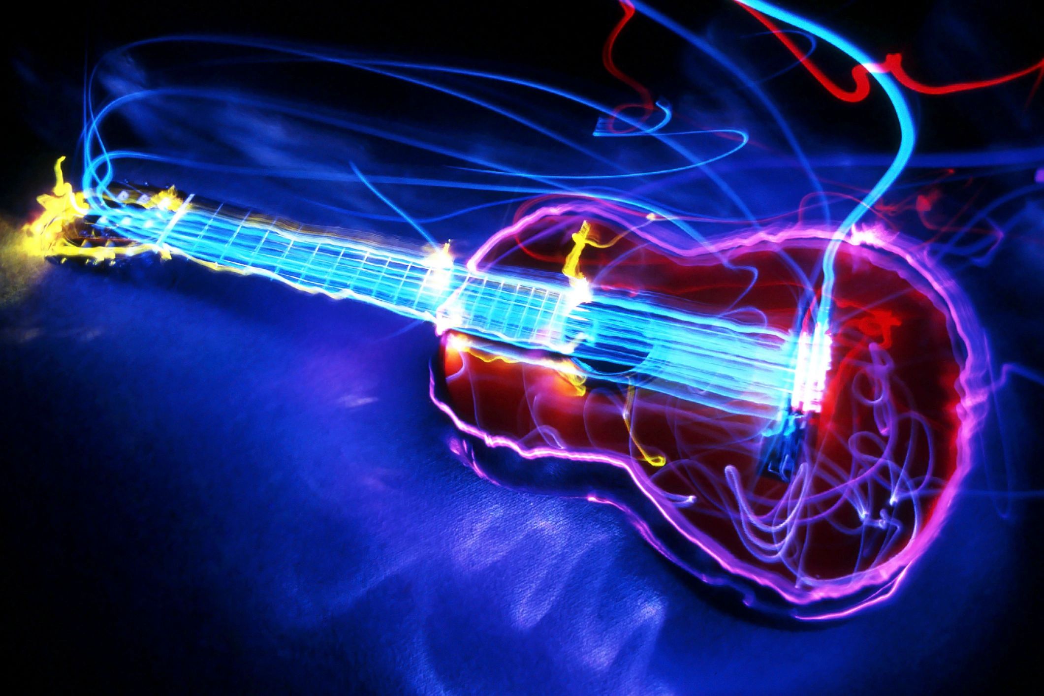 Abstract guitar light painting artwork