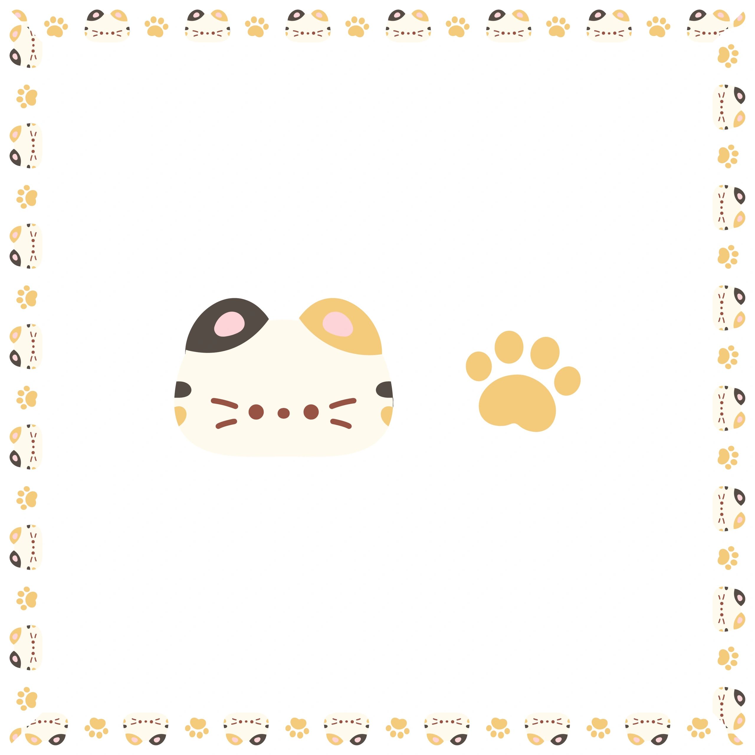 Cute calico cat border illustration