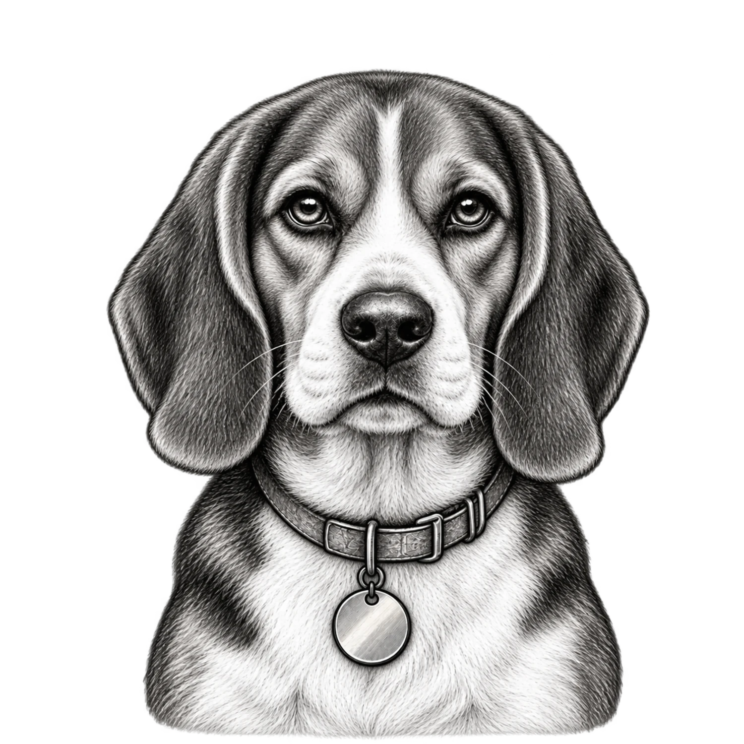 Beagle Black and White Customizable Sketch – Dog Portraits Design | MRK By Design