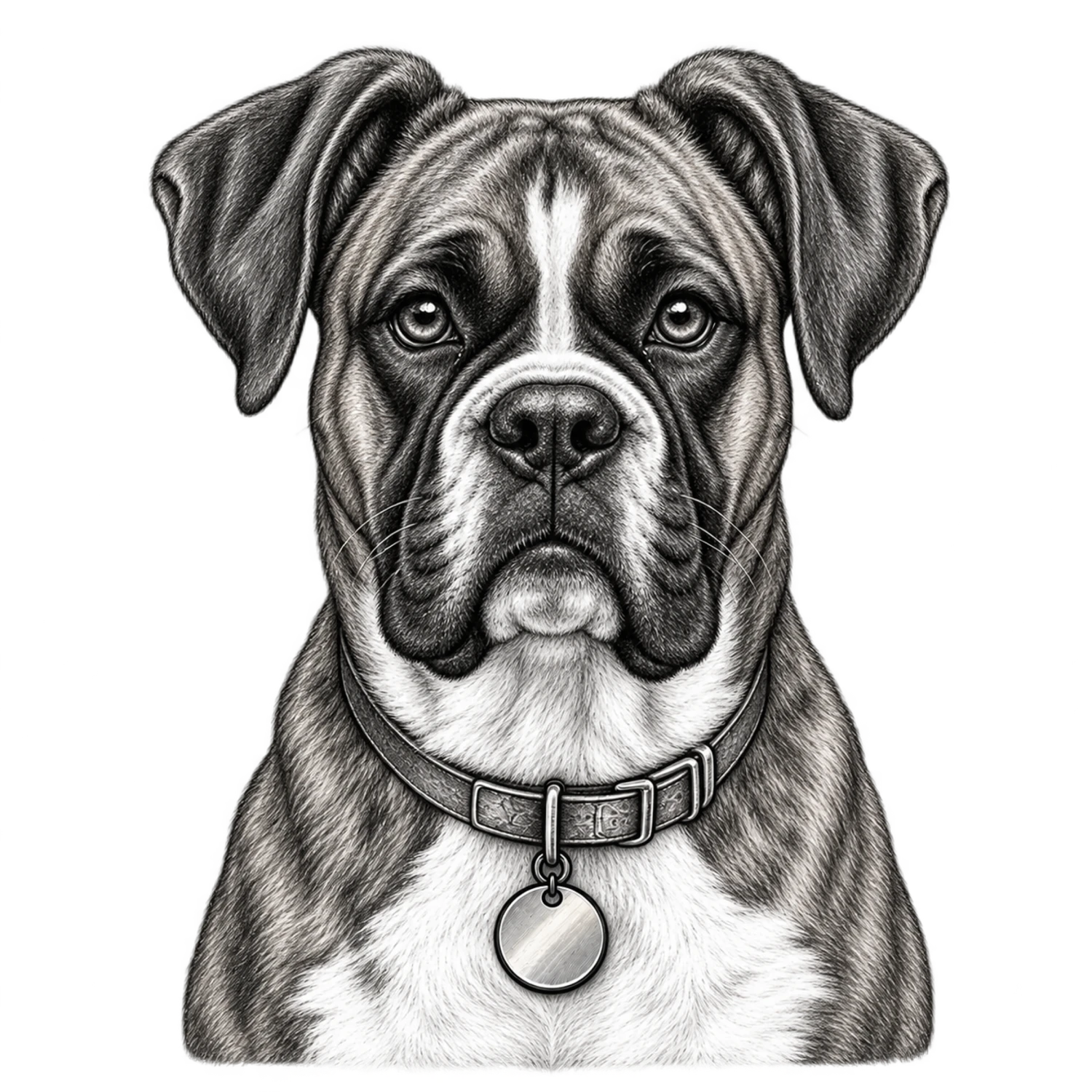 Boxer Black and White Customizable Sketch – Dog Portraits Design | MRK By Design