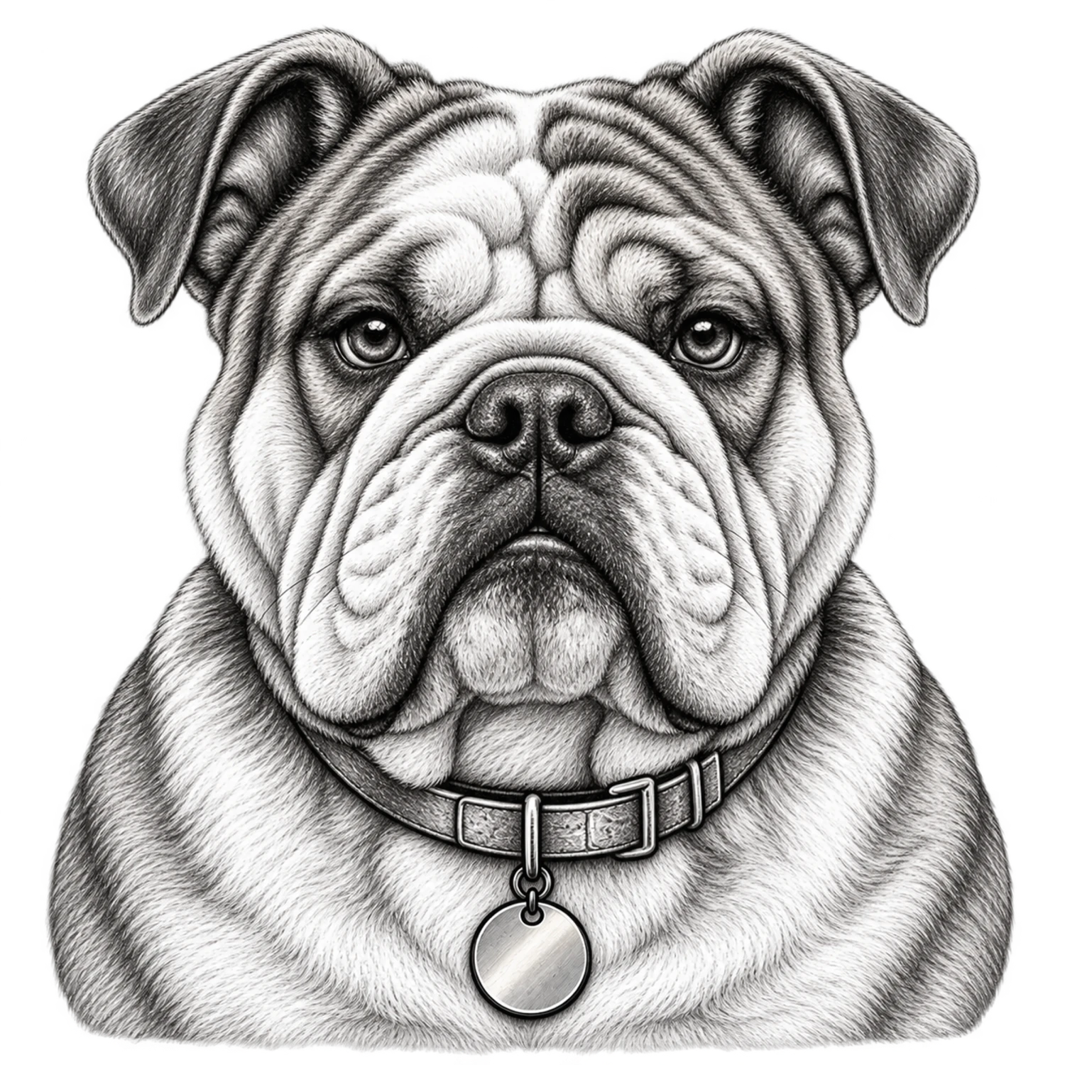 Bulldog Black and White Customizable Sketch – Dog Portraits Design | MRK By Design