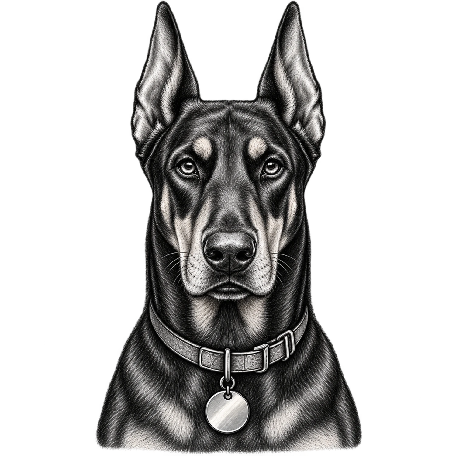 Doberman Pinscher Black and White Customizable Sketch – Dog Portraits Design | MRK By Design