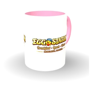 Egg Station mug logo-pink