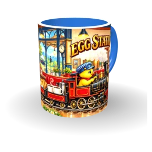 Egg Station mug train-blue