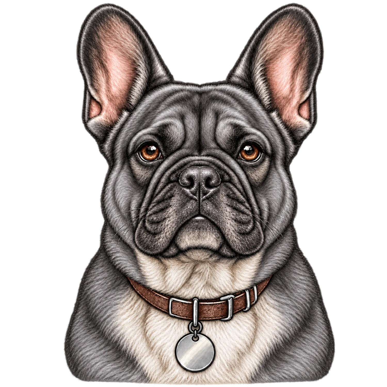 Blue Gray French Bulldog Color Customizable Portrait