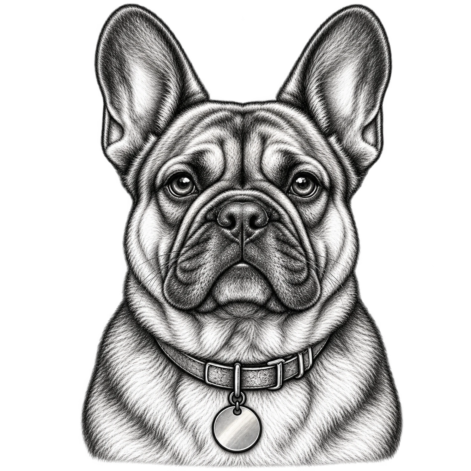 French Bulldog Black and White Customizable Sketch – Dog Portraits Design | MRK By Design