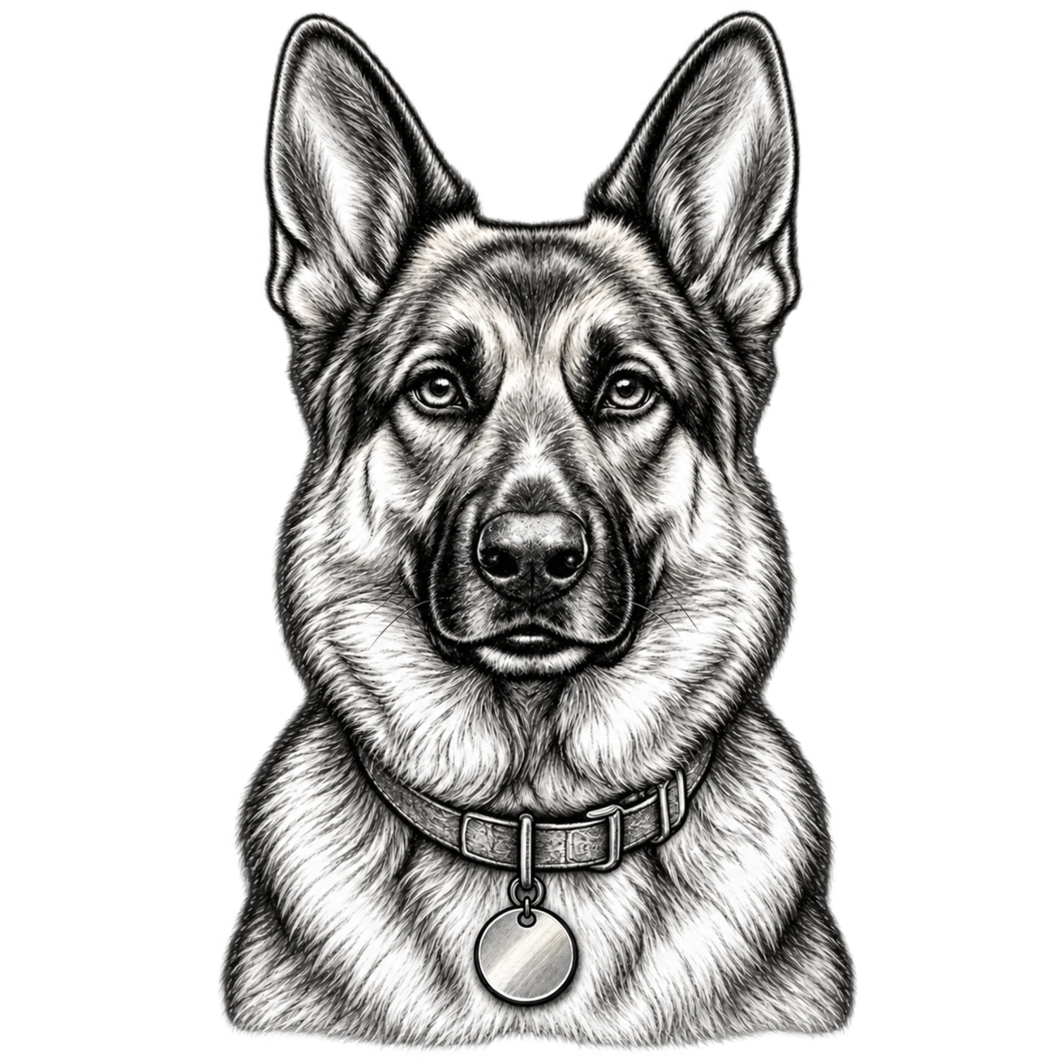 German Shepherd Black and White Customizable Sketch – Dog Portraits Design | MRK By Design