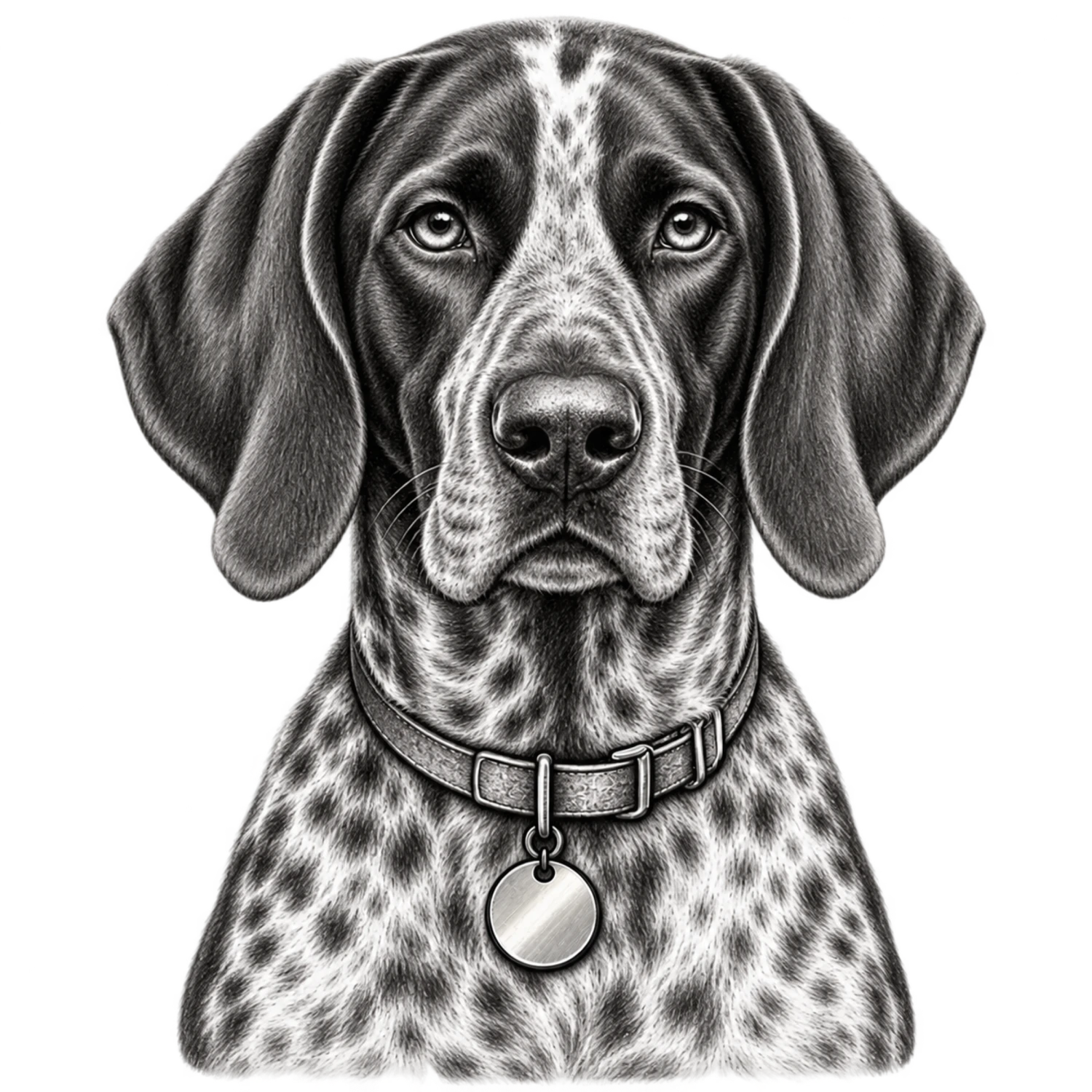 German Shorthaired Pointer Black and White Customizable Sketch – Dog Portraits Design | MRK By Design