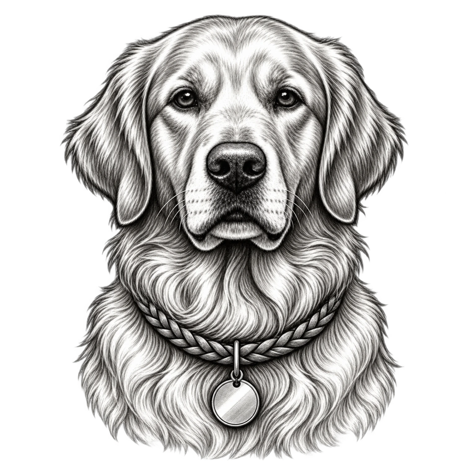Golden Retriever Black and White Customizable Sketch – Dog Portraits Design | MRK By Design