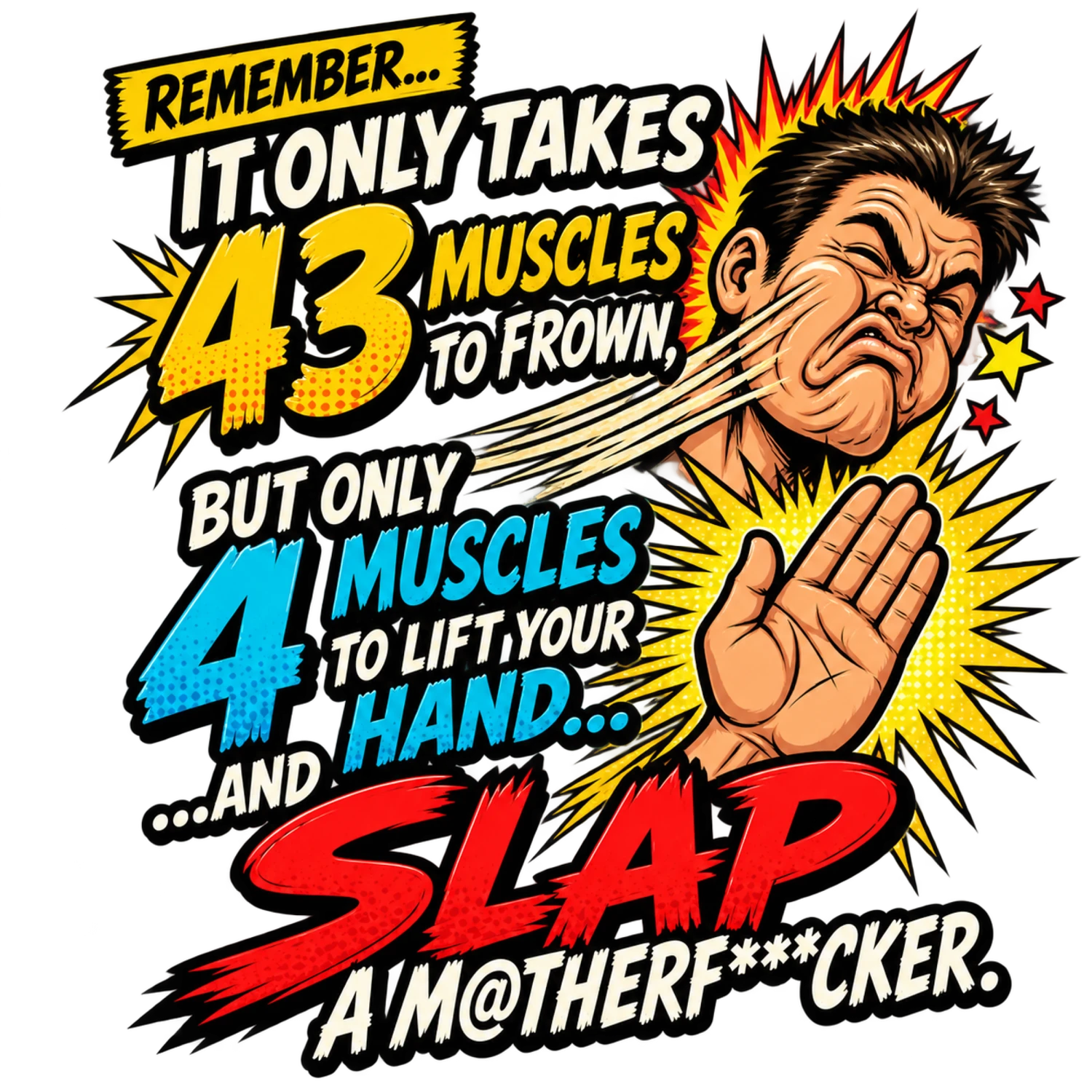 43 Muscles to Frown, 4 to Slap – Adult Funnies Design | MRK By Design