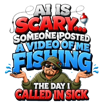 AI Is Scary: Fishing Sick Day – Hook Line and Humor Design | MRK By Design