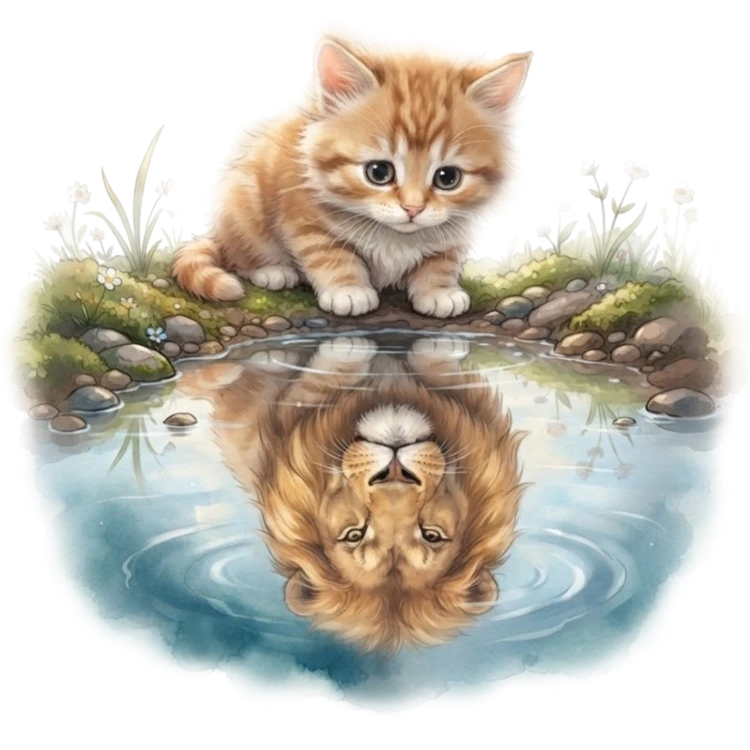 Reflections: The Kitten and the Lion – Witty Kitties Design | MRK By Design
