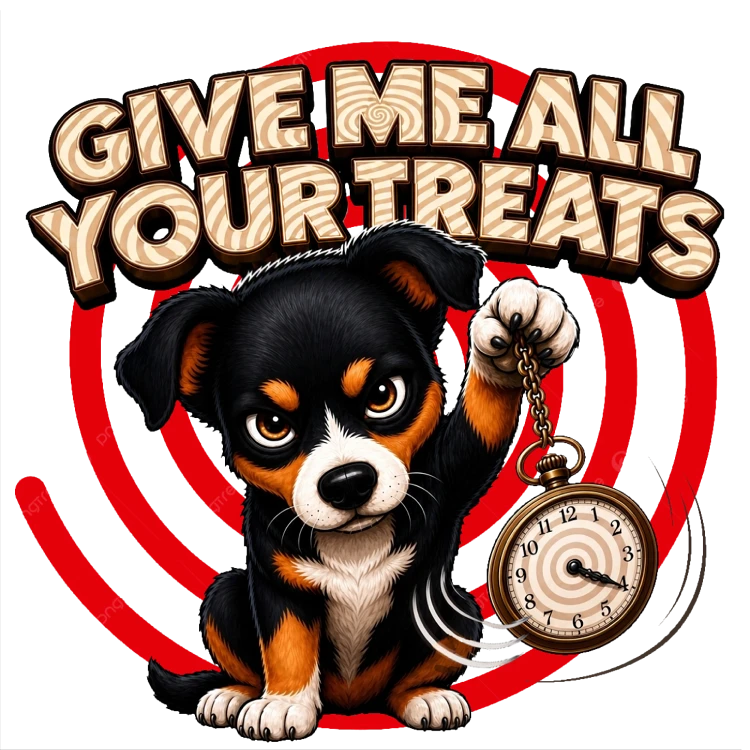 Dog Hypnotist: Give Me All Your Treats – Funny Dog Designs Design | MRK By Design