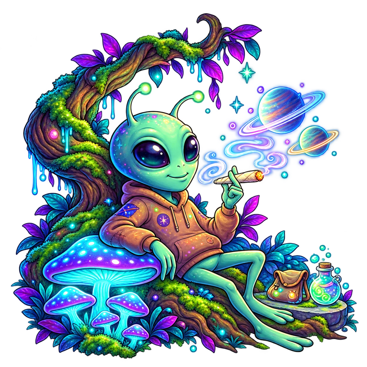 Relaxing Alien Style – Stoner Humor Design | MRK By Design