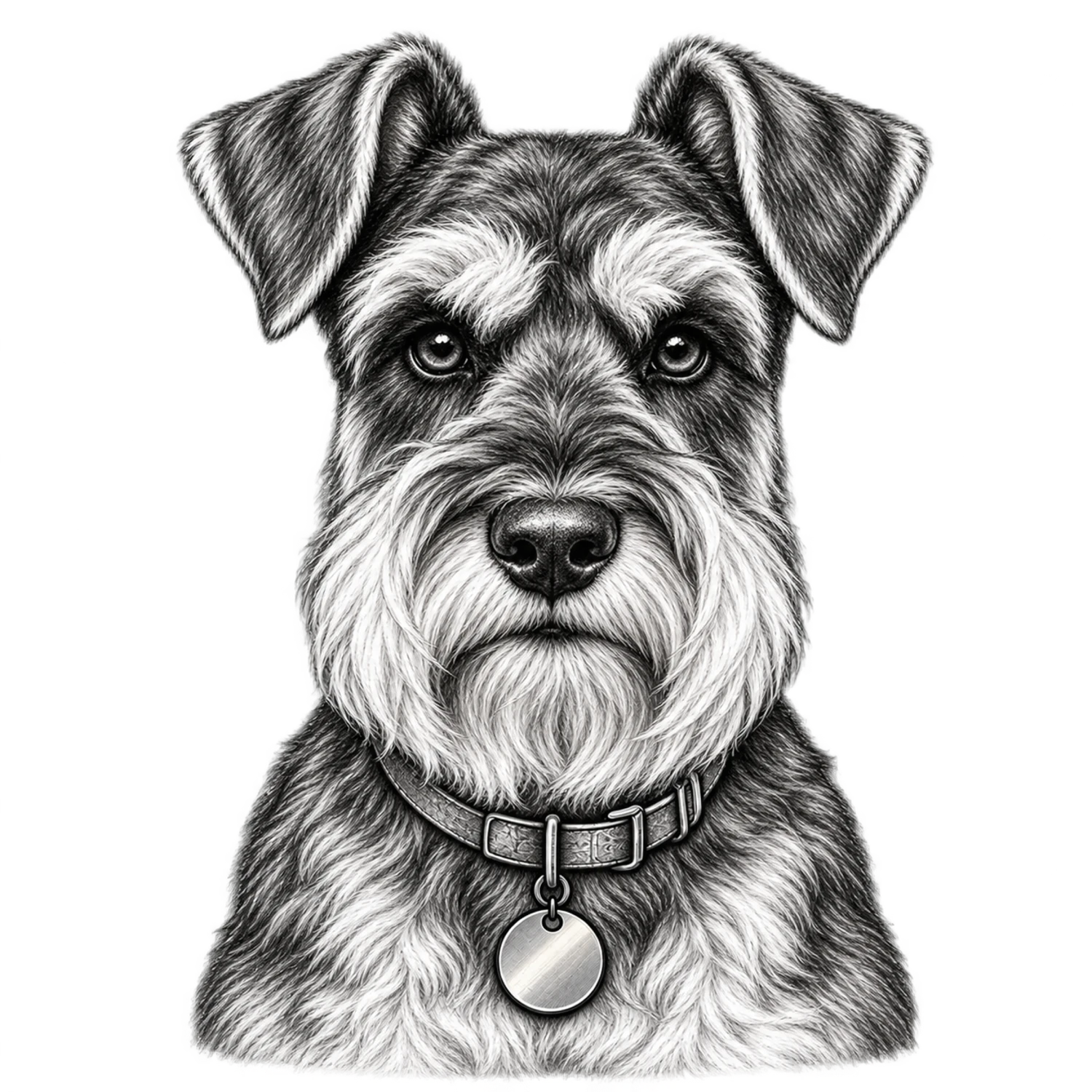 Miniature Schnauzer Black and White Customizable Sketch – Dog Portraits Design | MRK By Design