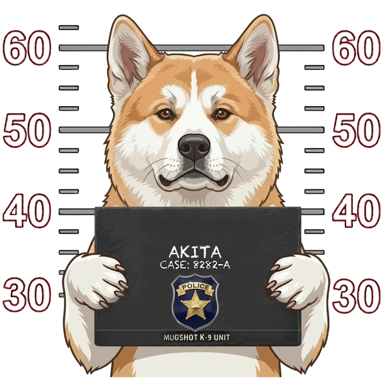 Akita Mugshot – Dog Mugshots Design | MRK By Design
