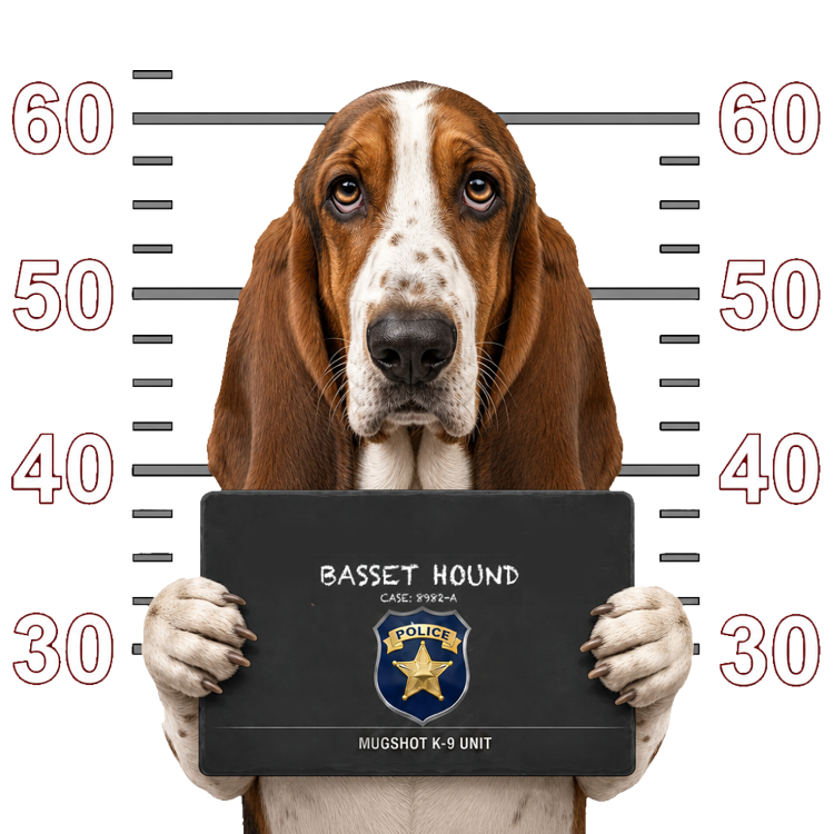 Basset Hound Mugshot – Dog Mugshots Design | MRK By Design