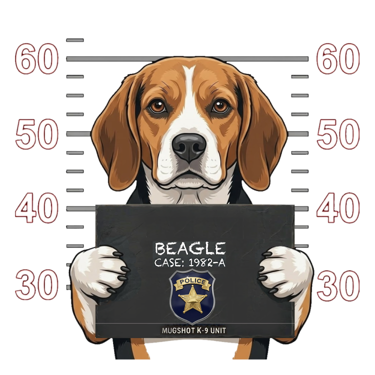 Beagle Mugshot – Dog Mugshots Design | MRK By Design