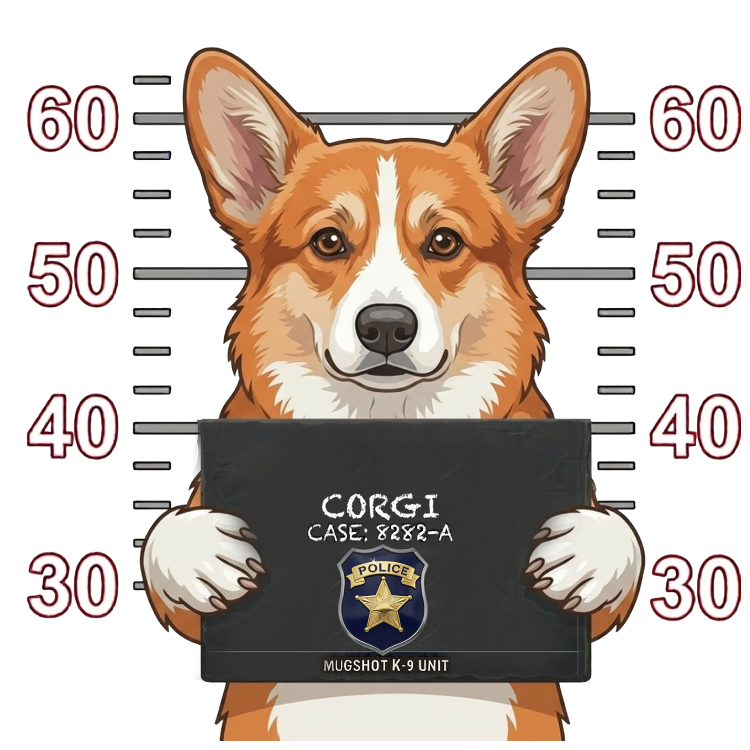 Corgi Mugshot – Dog Mugshots Design | MRK By Design