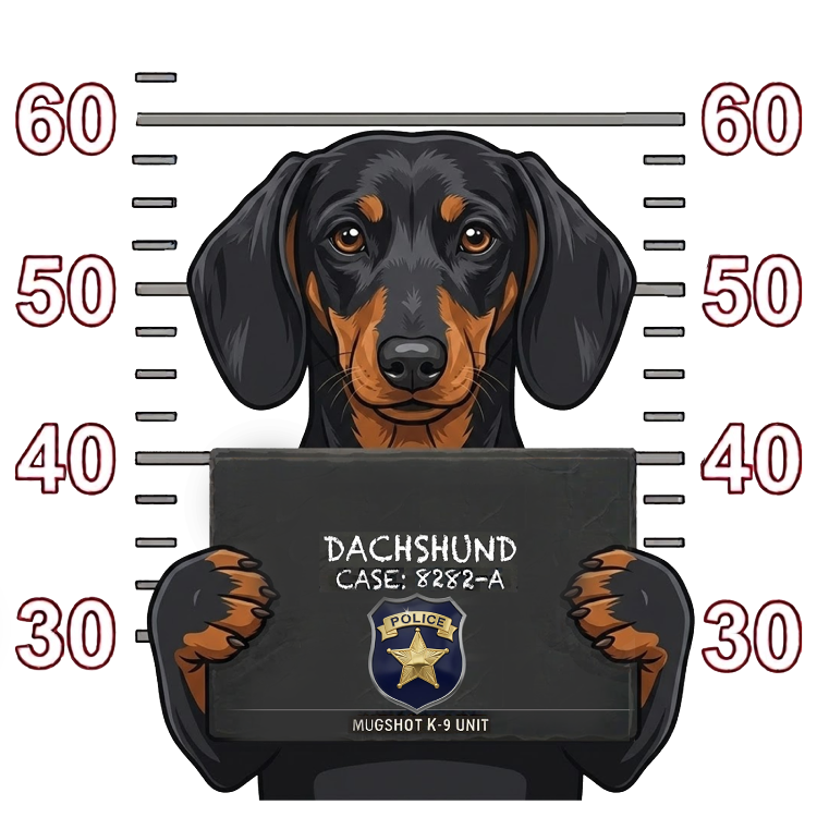 Dachshund Mugshot – Dog Mugshots Design | MRK By Design