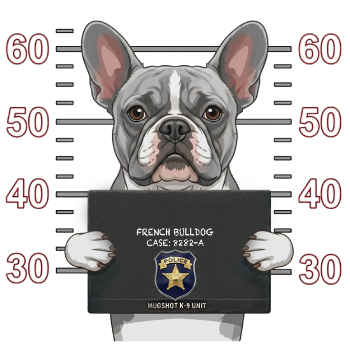 Grey French Bulldog Mugshot – Dog Mugshots Design | MRK By Design