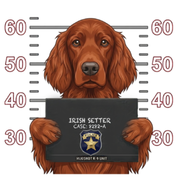 Irish Setter Mugshot – Dog Mugshots Design | MRK By Design
