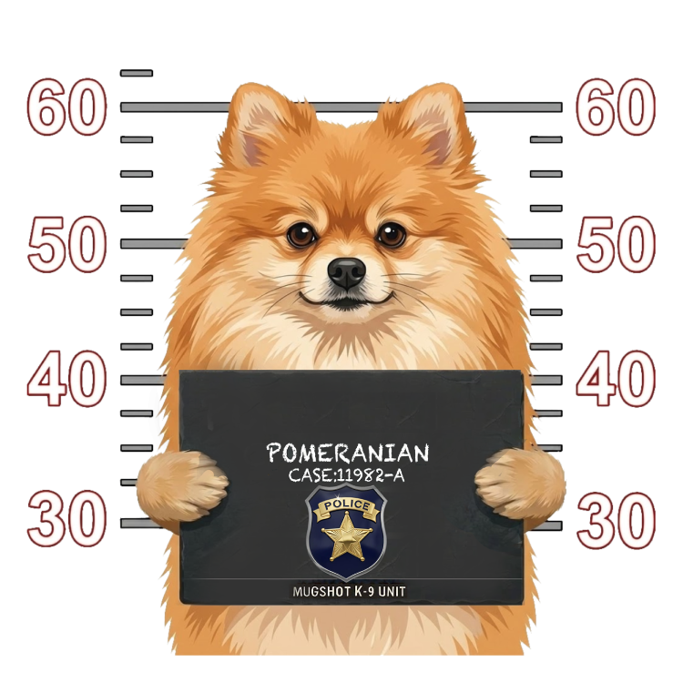 Pomeranian Mugshot – Dog Mugshots Design | MRK By Design