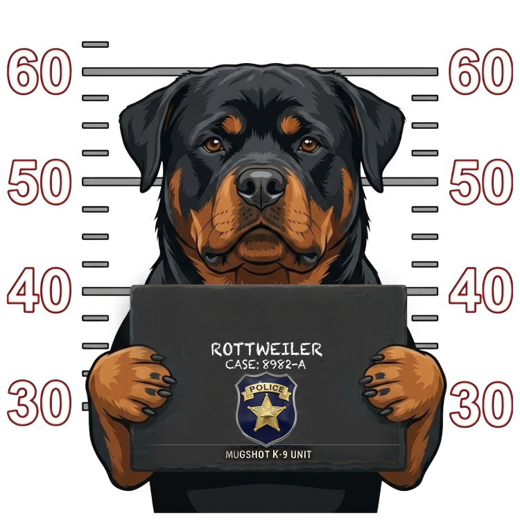 Rottweiler Mugshot – Dog Mugshots Design | MRK By Design