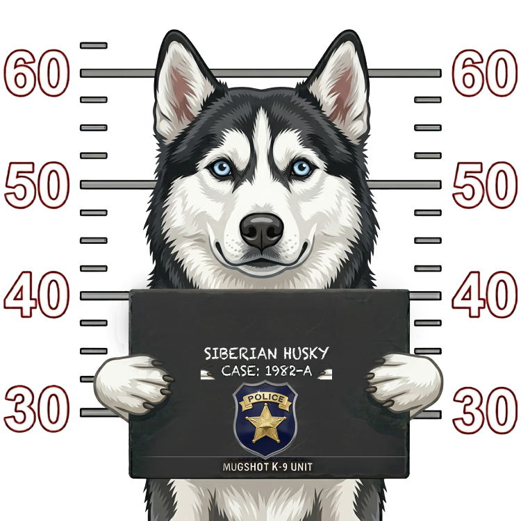Siberian Husky Mugshot – Dog Mugshots Design | MRK By Design