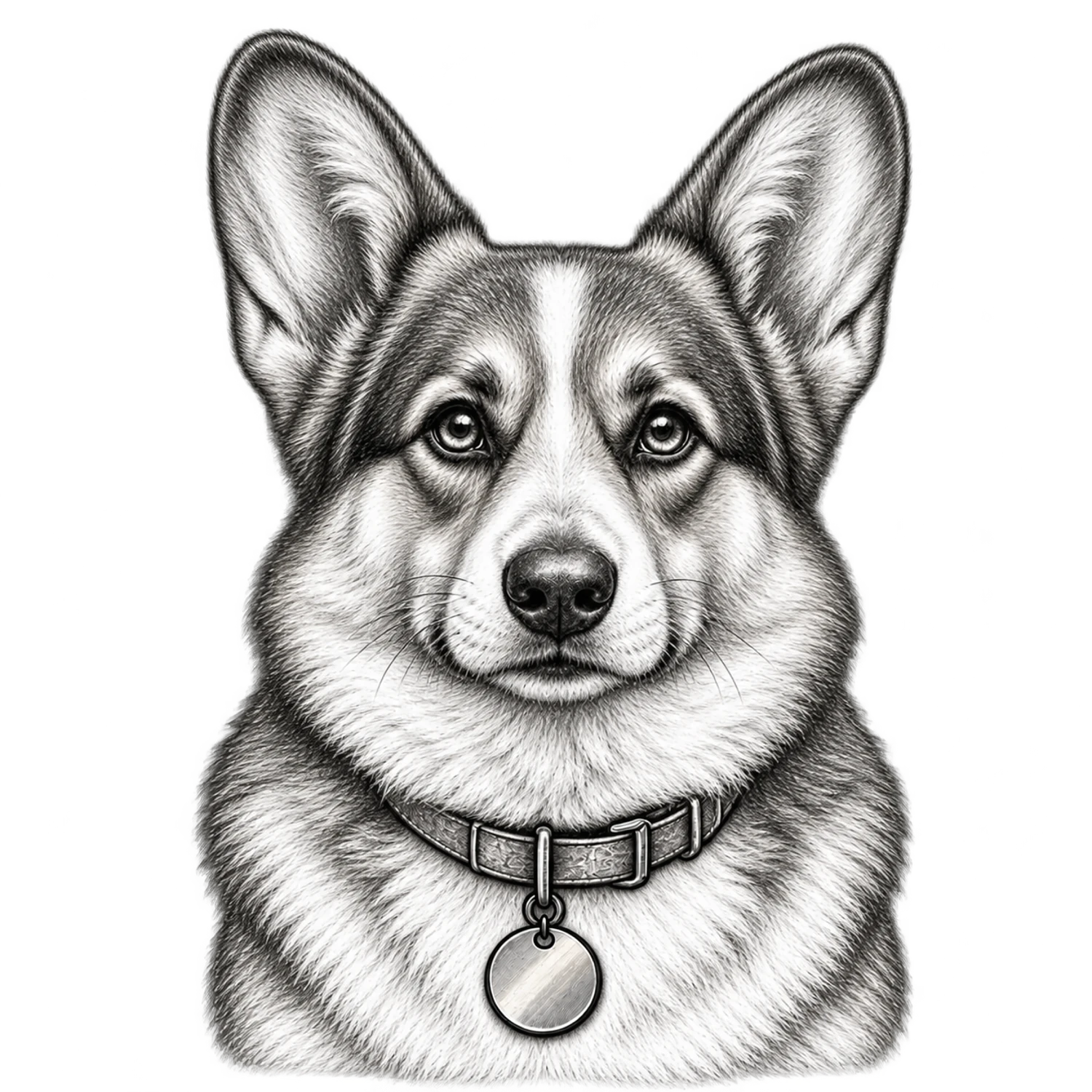 Pembroke Welsh Corgi Black and White Customizable Sketch – Dog Portraits Design | MRK By Design