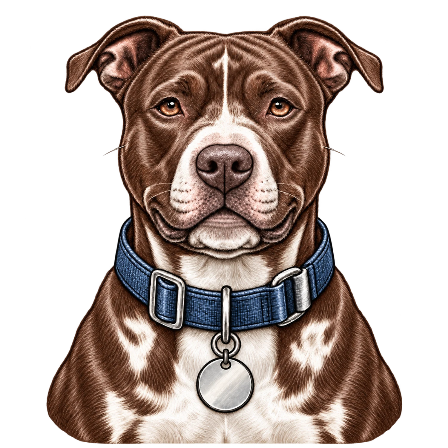 Brown Pitbull Color Customizable Portrait