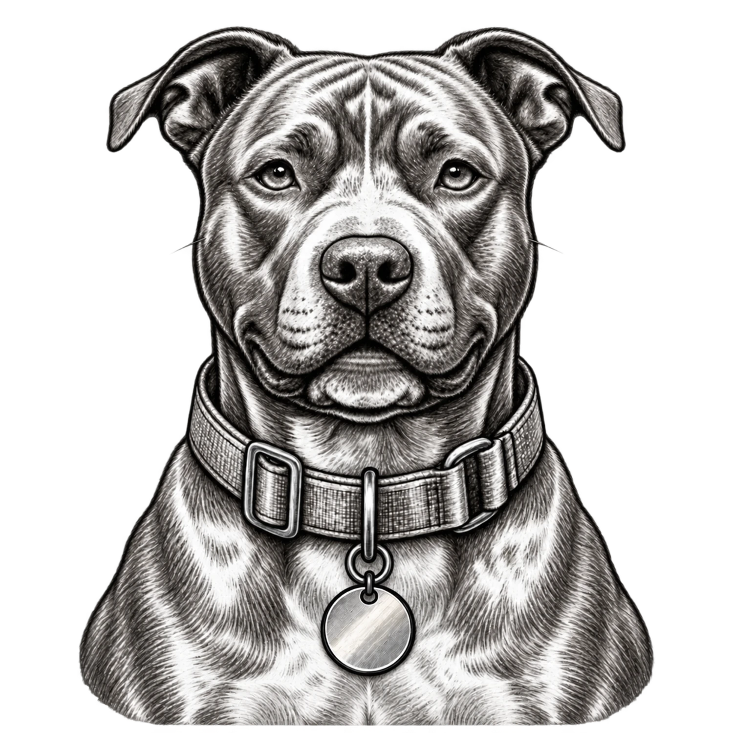 Pitbull Black and White Customizable Sketch – Dog Portraits Design | MRK By Design