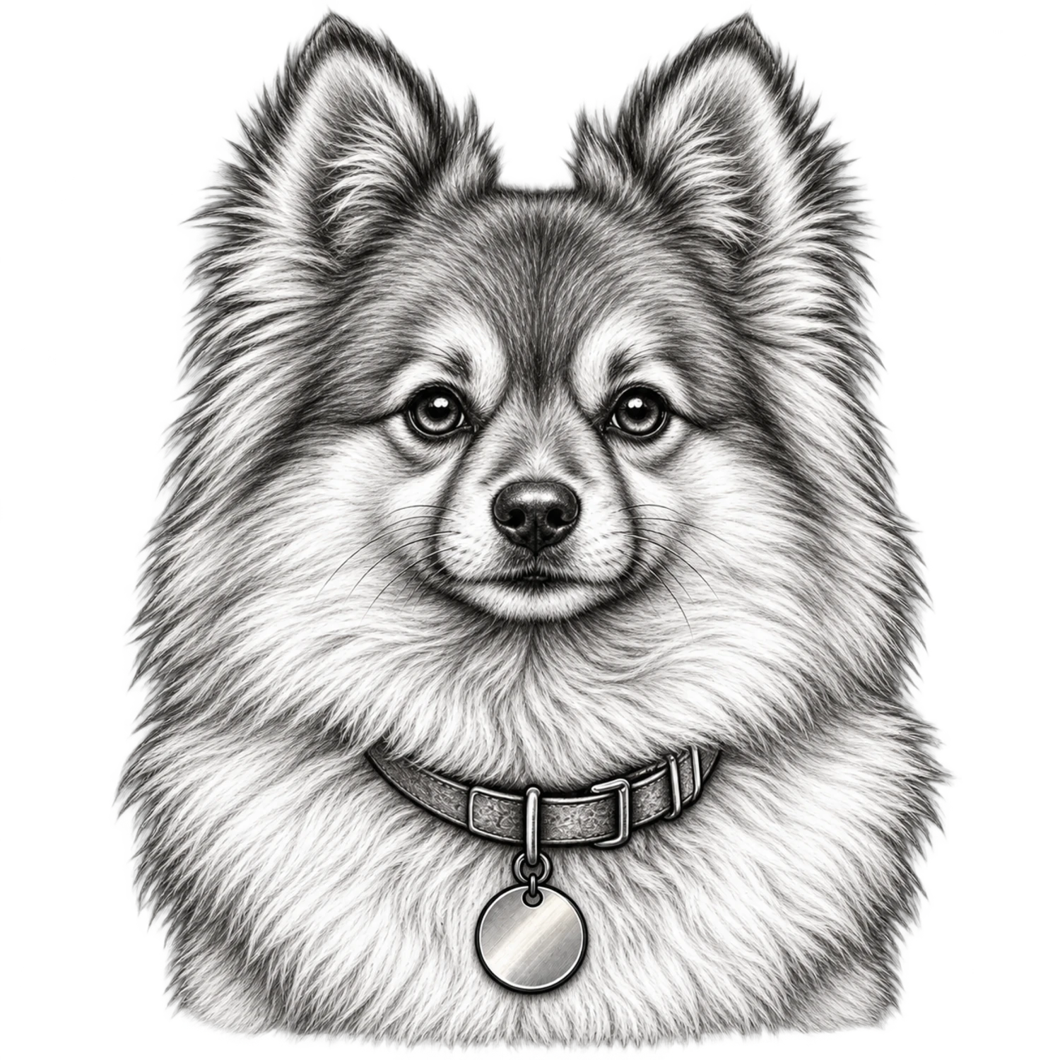 Pomeranian Black and White Customizable Sketch – Dog Portraits Design | MRK By Design