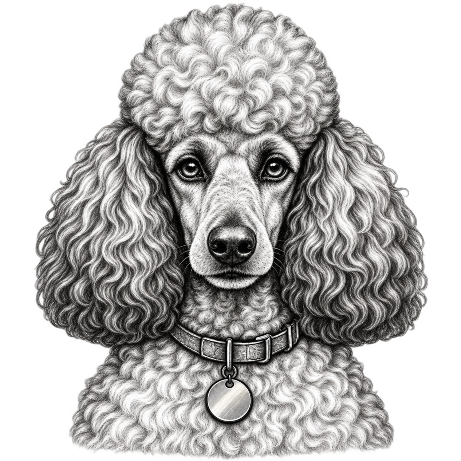 Poodle Black and White Customizable Sketch – Dog Portraits Design | MRK By Design