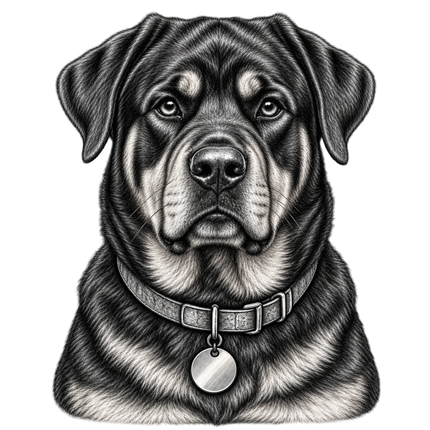 Rottweiler Black and White Customizable Sketch – Dog Portraits Design | MRK By Design