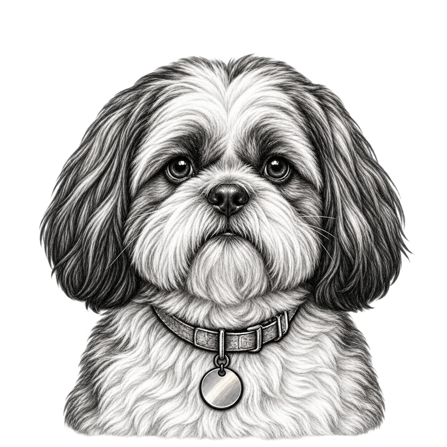 Shih Tzu Black and White Customizable Sketch – Dog Portraits Design | MRK By Design