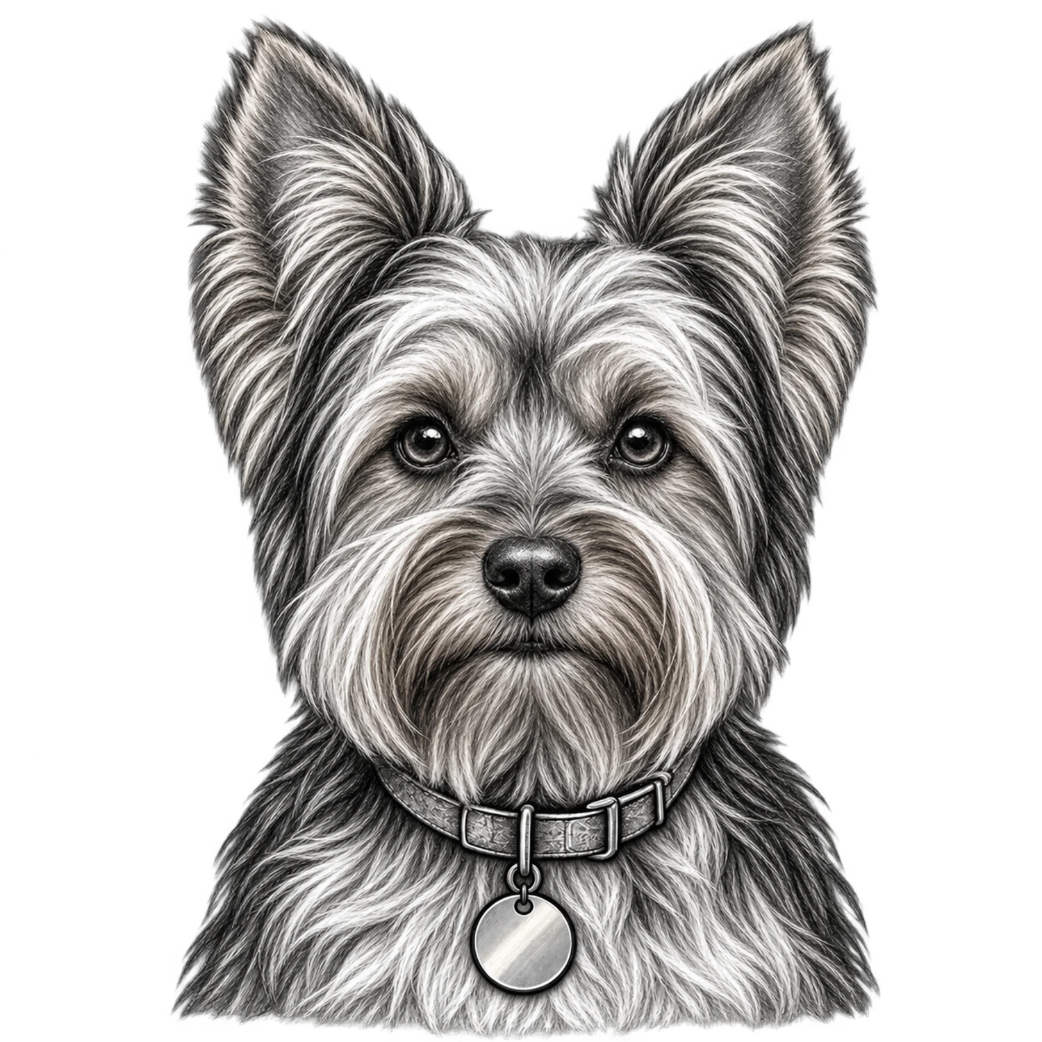 Yorkshire Terrier Black and White Customizable Sketch – Dog Portraits Design | MRK By Design